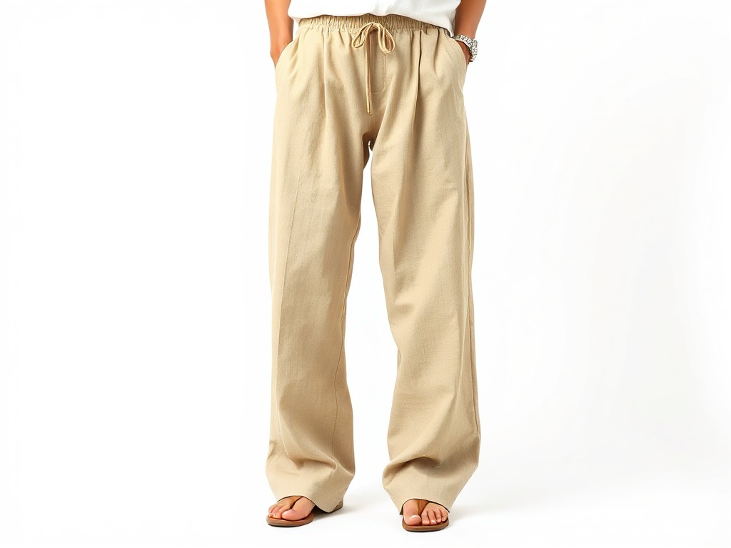 Calca Wide Leg Linho Bege